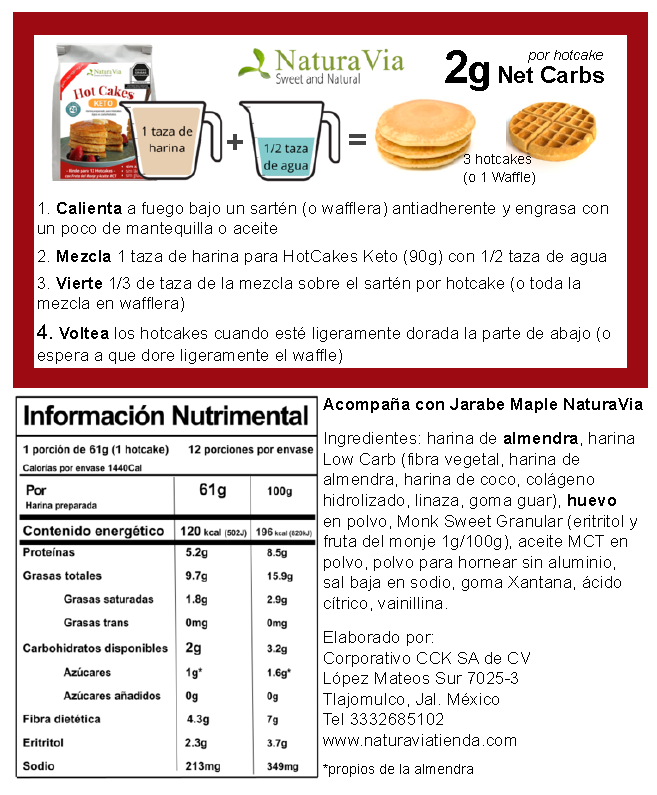 Harina para HotCakes Keto  ¡Sólo agrega agua!