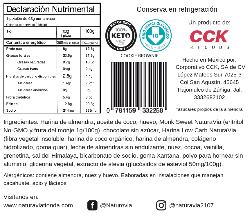 Paquete 5 Cookie Brownies 62g c/u