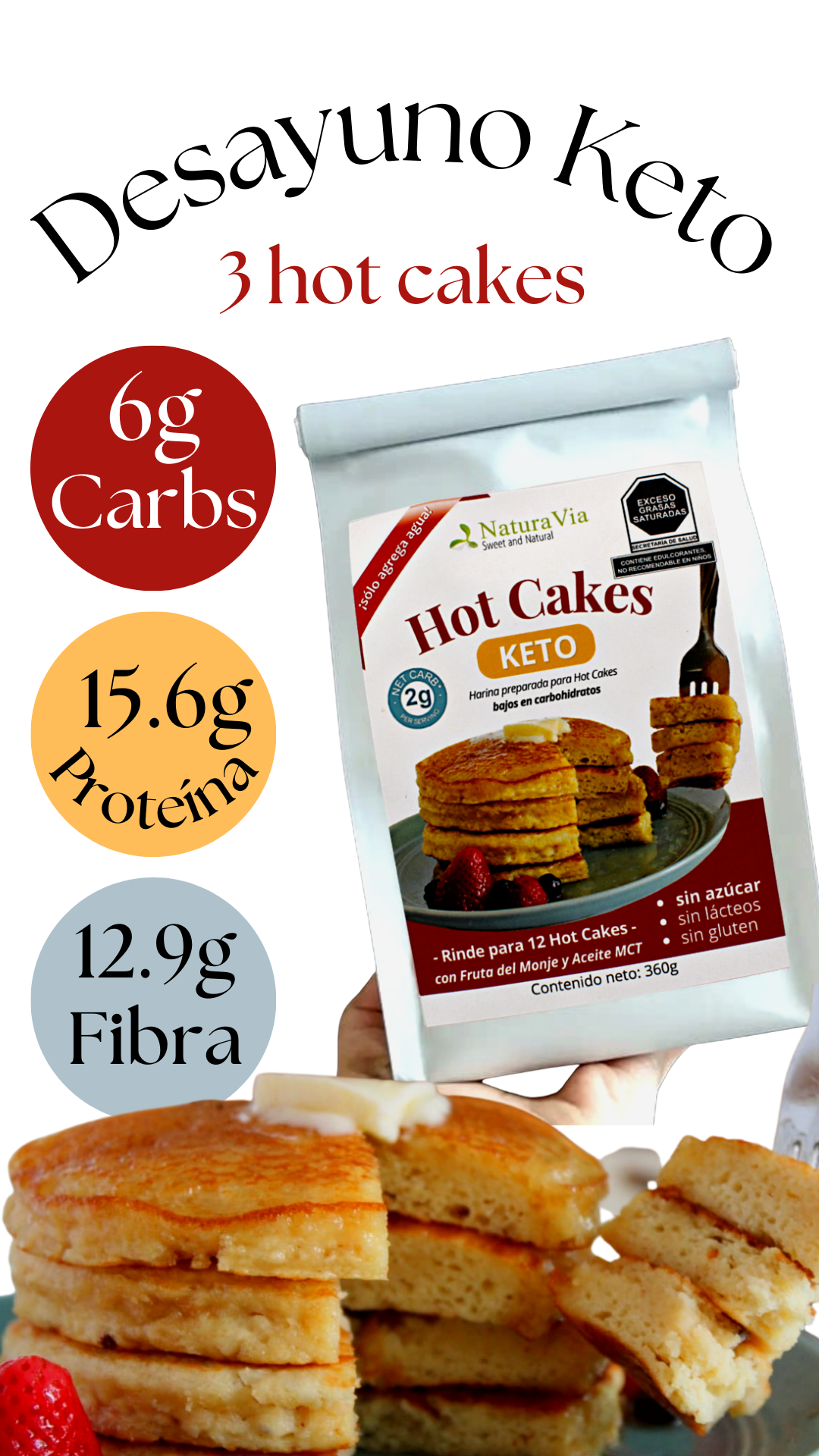 Harina para HotCakes Keto  ¡Sólo agrega agua!