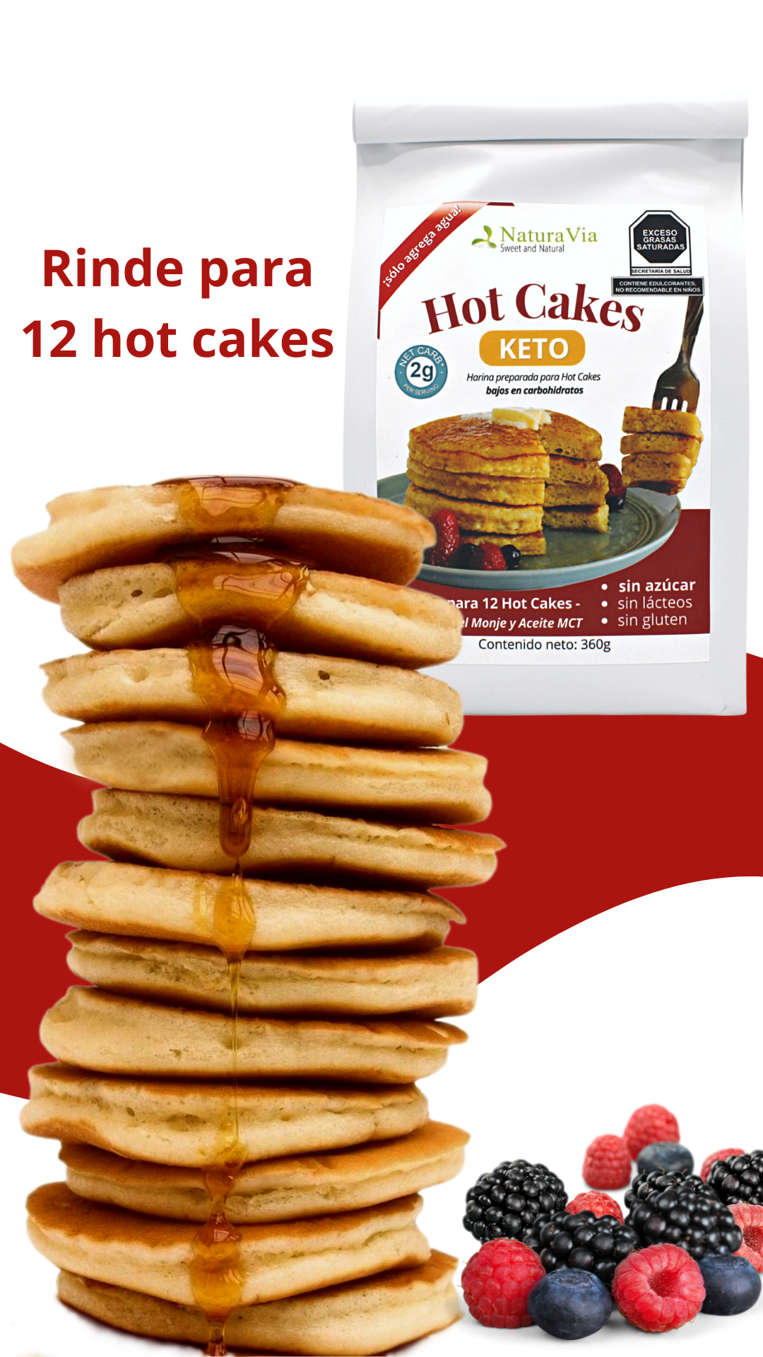 Harina para HotCakes Keto  ¡Sólo agrega agua!